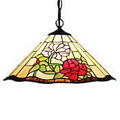 2 - Light Tiffany Pendent Lights with Flower Pattern