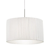 60W Comtemporary Pendant Light with 1 Light in White Fabric Shade