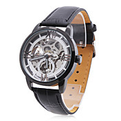 Men's PU Analog Mechanical Casual Watch (Black)
