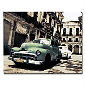 Printed City and Car Canvas Art with Stretched Frame