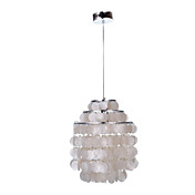 hvid shell vedhæng lysekrone (krom finish)
