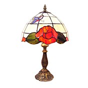 60W Tiffany Glass Table Light met Vlinder Patroon
