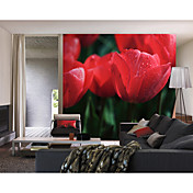 Red Flowers Contemporary Graphics Nature Mural