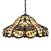 2 - Light Tiffany Pendant Lights with Brown Fringe