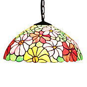 2 - Light Tiffany Pendent Lights with Chrysanthemum Pattern