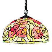 60W 1 - Light Tiffany Glas Pendel Light med roser mønster