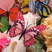 Beautiful Pink With White Dots Plastic Butterfly - Set Of 6