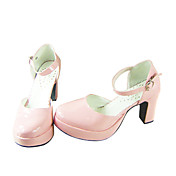 Handmade Elegant Pink PU Leather 8.7cm High Heel Classic Lolita Shoes