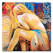 dipinto a mano olio su tela le persone con telaio allungato 24 "x 24"