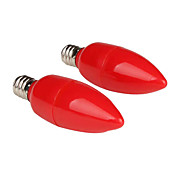 e12 0.3W 1 liderada 15lm vermelho lâmpada luz de velas (2-pack, 110-220v)