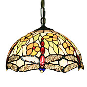 60W Tiffany Pendent Light with Dragonfly Designed Shade