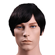 Capless court de haute qualité synthétiques hommes Kanekalon japonais Straight Bang Side Style de perruque