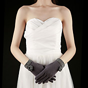 Wool Fingertips Wrist Length Party/Evening Gloves With Floral (More Colors)