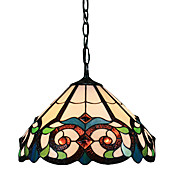Contemporary Tiffany Pendant Lights with 2 Lights in Glass Shade Brown Fringe