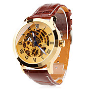 Reloj Pulsera Análogo Mecánico Automático de Hombre Con Correa de Cuero PU Marrón