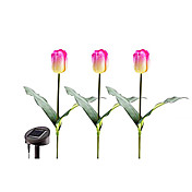 Set of 3 Solar Lighted Tulip Garden Stakes