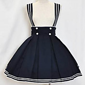 Knee-length Ink Blue Cotton Sailor Lolita Skirt