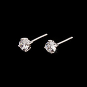 Fabulous Sterling Silver Round Crystal Stud Earrings