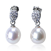 Gorgeous Sterling Silver Fresh Pearl Earrings with Crystal(More Colors)