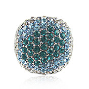 Sjarmerende Platinum Plated Round Blue Crystal Ring