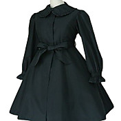 Langærmet Knælang Black Cotton Classic Lolita Coat