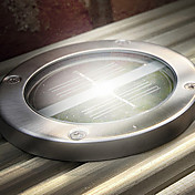 Set van 4 Witte Solar Deck Lights, roestvrij staal