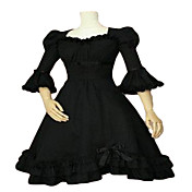 3/4-Length Sleeve Knee-length Pure Color Cotton Aristocrat Lolita Dress