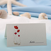 Place Card - Red Flower (Set of 12)