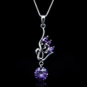 Fine Jewelry elegante Swan ametista collana in argento Sterling