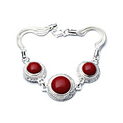 Unique Fashion Jewelry Three Round Imitation Gem Stone Silver Plate Bracelet (More Colors)
