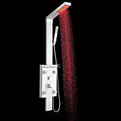 Contemporary Wall Mount LED Color Changing Centerset Aluminum Shower Panel with Hand Shower