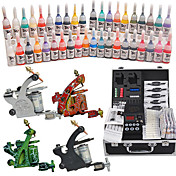 4 Tatoo Guns-Kit mit LCD Power und 40 Color Ink