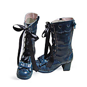 Håndlavede Blå 6,3 cm High Heel Classic Lolita Boots med bånd