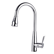 Latão acabamento cromado torneira da cozinha Pull Out único punho