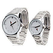 Paar Stil unisex Edelstahl Analog Quarz-Armbanduhr (silber)