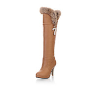 Leatherette Stiletto Heel Knee High Boots With Fur Party / Evening Shoes (More Colors)