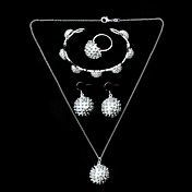 Set de beaux bijoux en argent plaqué Dragonfly femmes, y compris collier, bague, bracelet, boucles d'oreilles