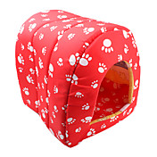 House Style Paw Pattern Pet Bed (Red, S-L)