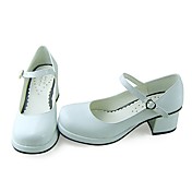 Handmade White PU Leather 4.5cm High Heel Casual Lolita Shoes
