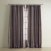 (Two Panels) Color Shade Stripe Print Polyester Room Darkening Curtain Set