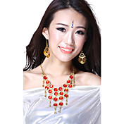 Performance Alloy Dancewear con Gema Roja y collar de cristal de Belly Dance For Ladies