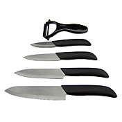 Cucina Posate 3 "+ 4" + 5 "+ 6" Coltelli a lama di ceramica nera con Peeler Set (5-pack)