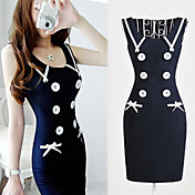 Women's Double Breast Sleeveless Dress