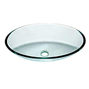 Contemporary Transparent Tempered Glass Round Bathroom Sink with Mounting Ring and Water Drain
