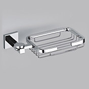 Contemporary Chrome Finish Solid Brass Wall Mount Silver Soap Holders