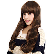 Capless Long Curly Brown de alta qualidade peruca de cabelo sintético
