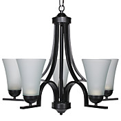 60W E27 5-light Minimalist Iron Chandelier with Glass Shades