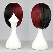 lolita Perücke mit Reißverschluss kurze schwarze und rote Mischfarbe 32cm punk inspiriert