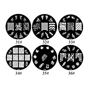 1pcs metal florece el 2D Nail Art Plate Imagen Stamp (colores surtidos, NO.31-36)