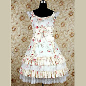 Sleeveless Knee-length Straps Flower Pattern Cotton Country Lolita Dress